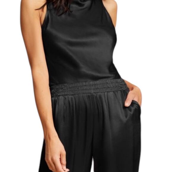 Nation Ltd Fairfax Straight Leg Trouser Pant Silky Relaxed Pull-On Black XS - Picture 2 of 10